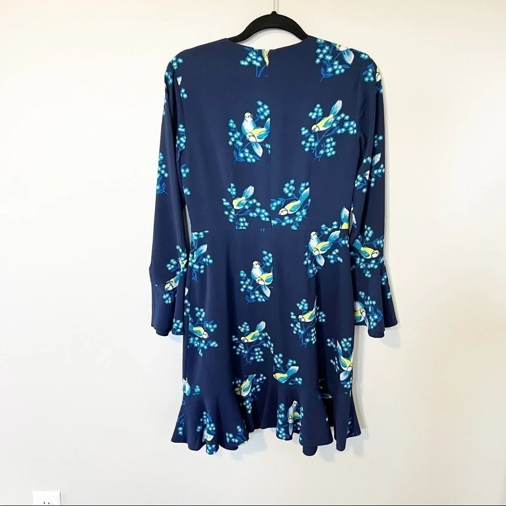 Draper James magnolia mockingbird blue‎ flare bell sleeve v neck dress